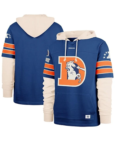 '47 Brand Men's Blue Denver Broncos Throwback Split Zone Cornerback Duo Hoodie