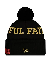 New Era Men's Black San Francisco 49ers 2025 Rivalries Collection Sideline Cuffed Pom with Knit Hat