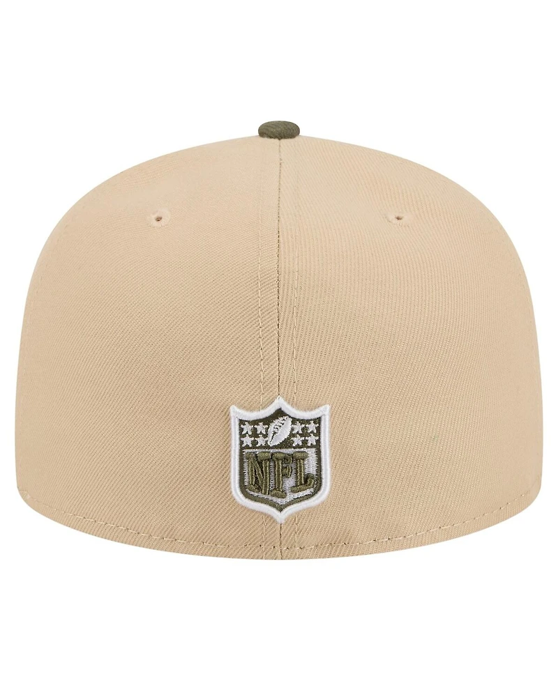 New Era Men's Beige/Olive Detroit Lions Color Pack A-Frame 59FIFTY Fitted Hat