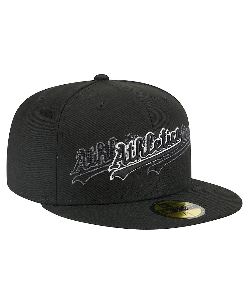 New Era Men's Black Athletics Tri-Hit 59FIFTY Fitted Hat