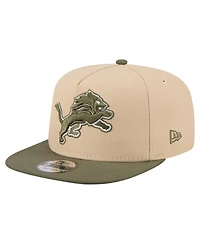 New Era Men's Light Beige/Olive Detroit Lions Color Pack A-Frame 9FIFTY Snapback Hat