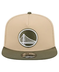 New Era Men's Khaki/Olive Golden State Warriors Color Pack Two-Tone A-Frame 9FIFTY Snapback Hat