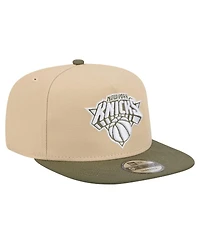 New Era Men's Khaki/Olive New York Knicks Color Pack Two-Tone A-Frame 9FIFTY Snapback Hat