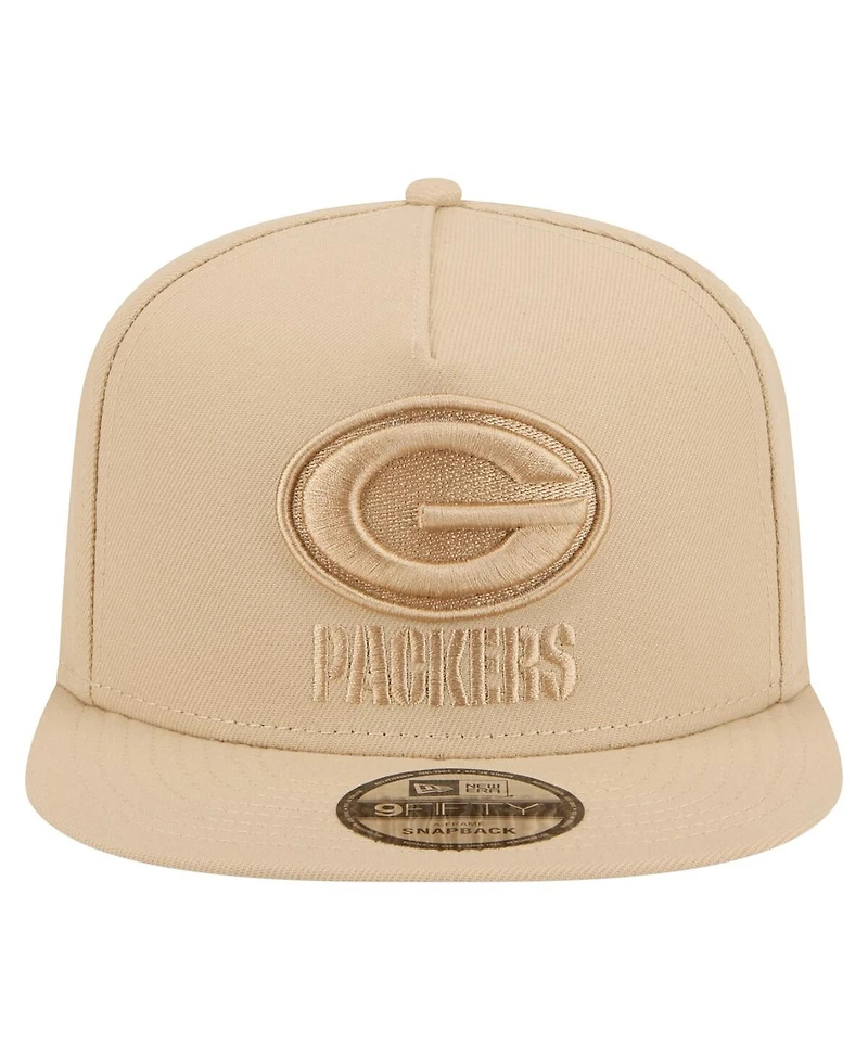 New Era Men's Light Beige Green Bay Packers Color Pack A-Frame 9FIFTY Snapback Hat