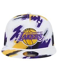 New Era Men's White Los Angeles Lakers Paint 9FIFTY Snapback Hat