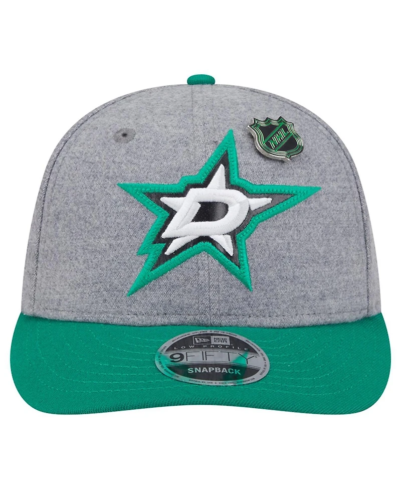 New Era Men's Kelly Green/Green Dallas Stars Wool Pin Low Profile 9FIFTY Snapback Hat