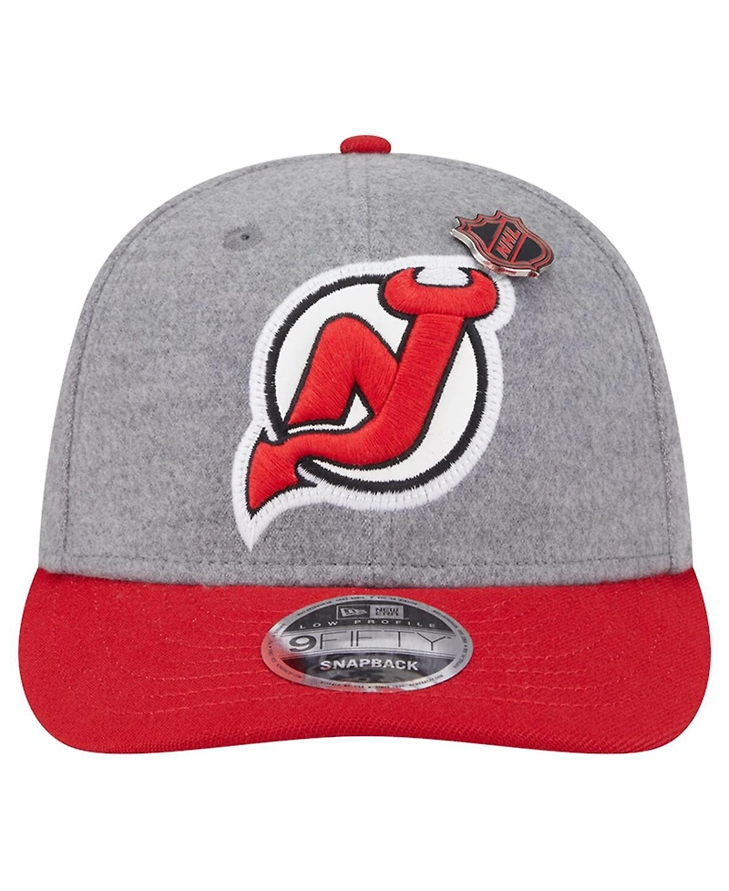 New Era Men's Gray/Red New Jersey Devils Wool Pin Low Profile 9FIFTY Snapback Hat