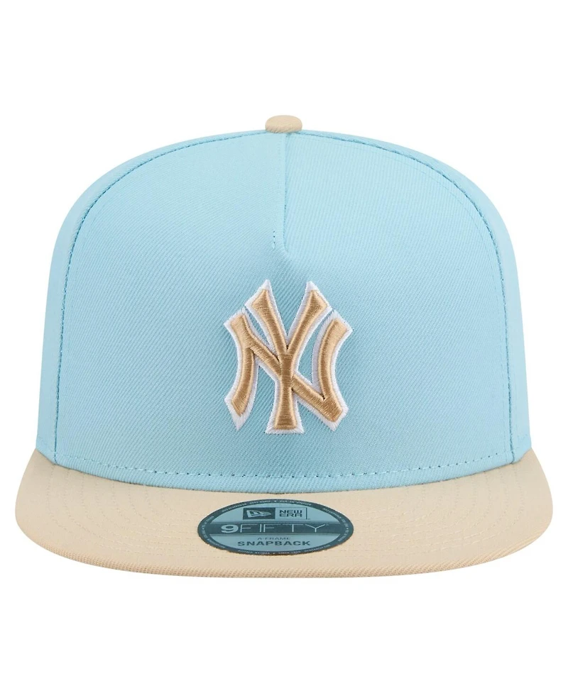 New Era Men's Light Blue/Light Beige New York Yankees Color Pack A-Frame 9FIFTY Snapback Hat
