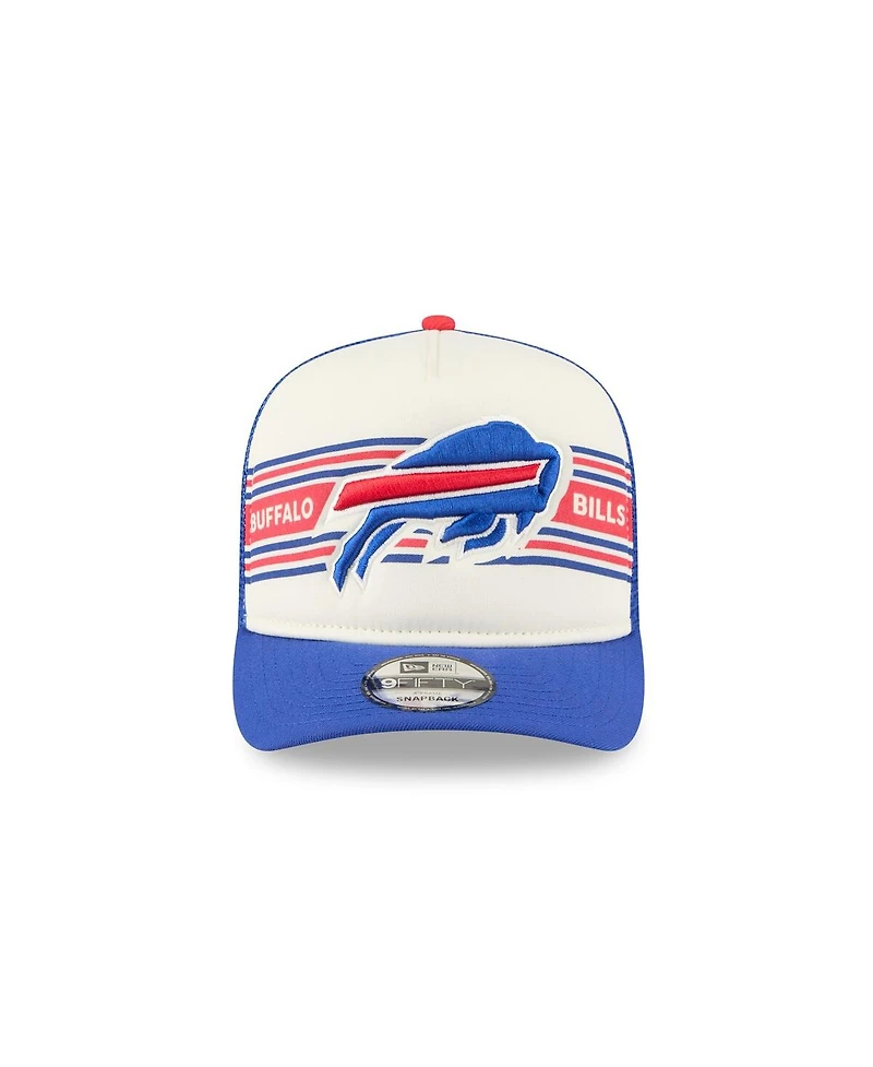 New Era Men's Cream/Royal Buffalo Bills Banner A-Frame 9FIFTY Trucker Snapback Hat