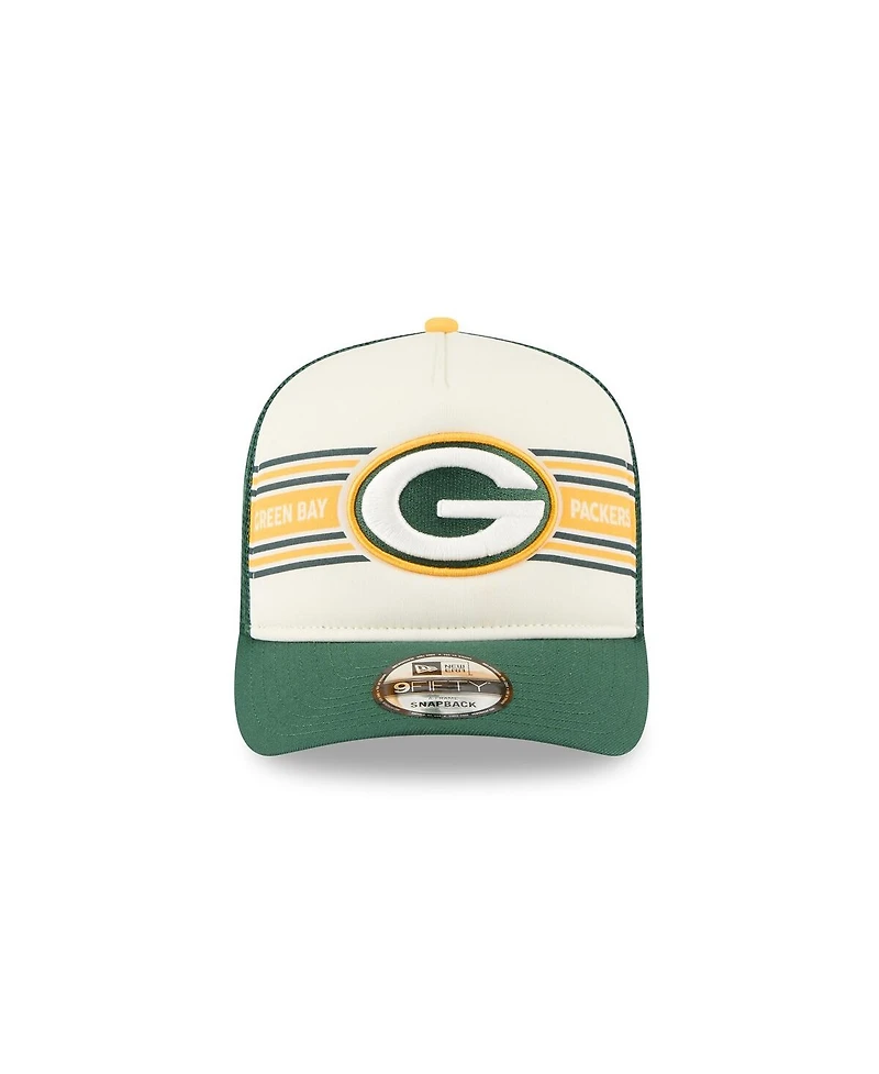 New Era Men's Cream/Green Green Bay Packers Banner A-Frame 9FIFTY Trucker Snapback Hat