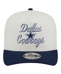 New Era Men's Cream/Navy Dallas Cowboys Chainstitch A-Frame 9FIFTY Adjustable Hat