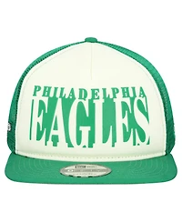 New Era Men's Cream/Kelly Green Philadelphia Eagles Throwback Cutout A-Frame 9FIFTY Snapback Hat