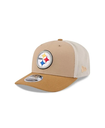New Era Men's Light Beige Pittsburgh Steelers Two-Tone Trucker 9SEVENTY Adjustable Hat