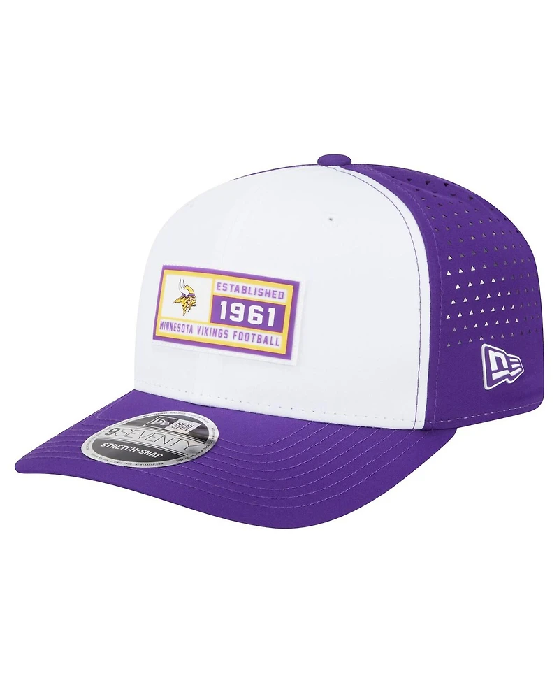 New Era Men's White/Purple Minnesota Vikings Established Patch 9SEVENTY Adjustable Hat