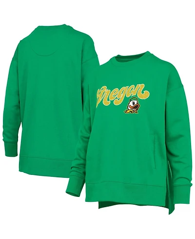 Pressbox Women's Green Oregon Ducks Bonanza Chenille Harper Script Sweatshirt