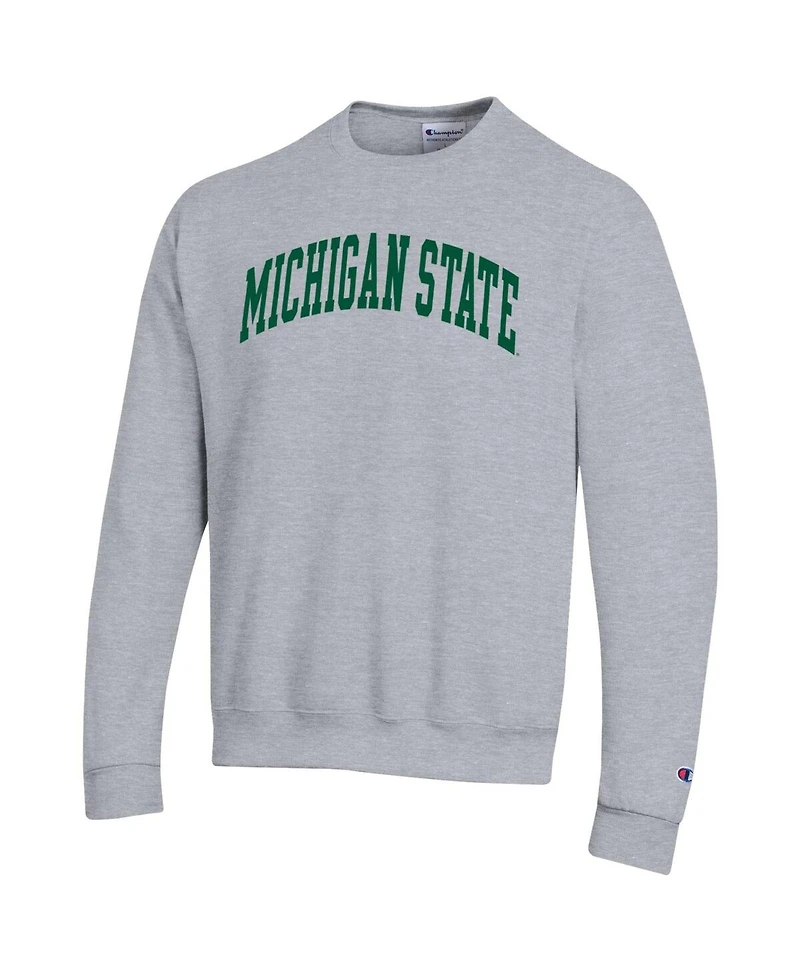 Champion Men's Heather Gray Michigan State Spartans Basic Arch Fleece Pullover Sweatshirt