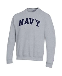 Champion Men's Heather Gray Navy Midshipmen Basic Arch Fleece Pullover Sweatshirt