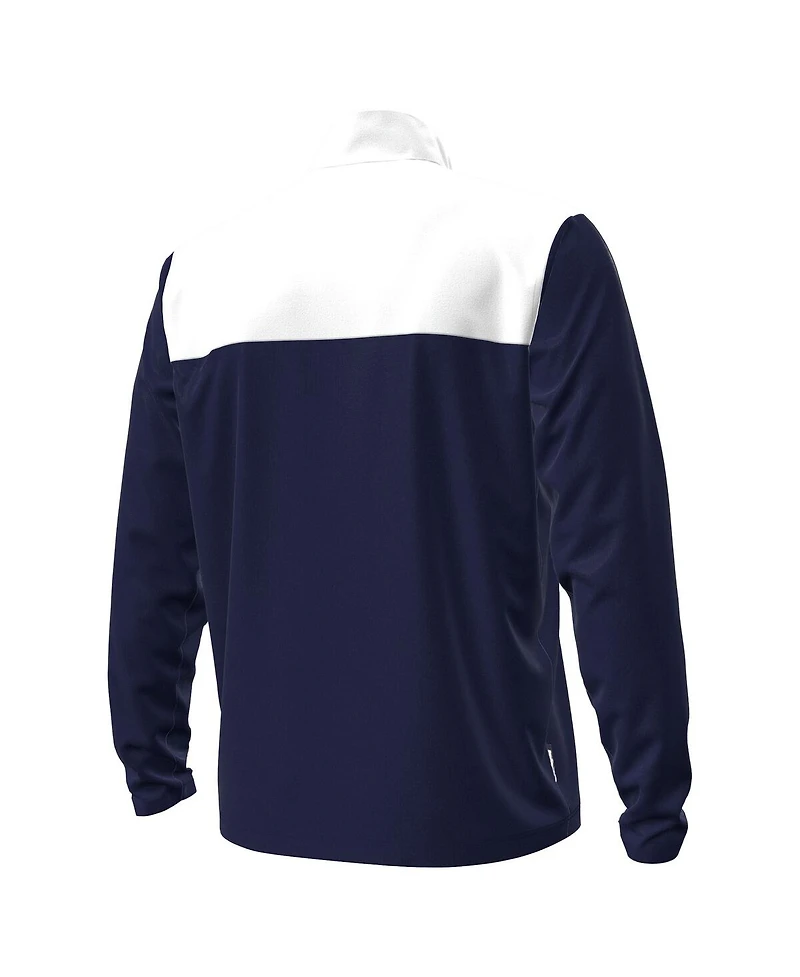 Under Armour Men's Navy/White Navy Midshipmen Green Blocked Quarter-Zip Pullover Hoodie