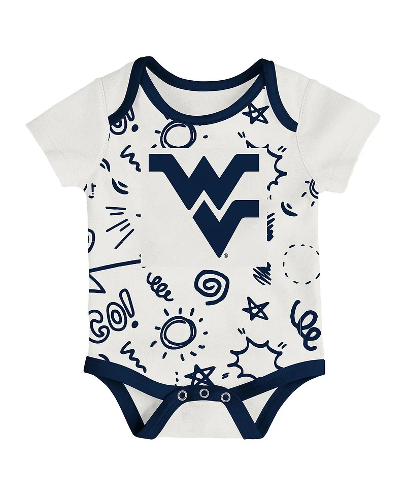 Outerstuff Baby Boys and Girls 3-Pack West Virginia Mountaineers All Day Play Bodysuit Set