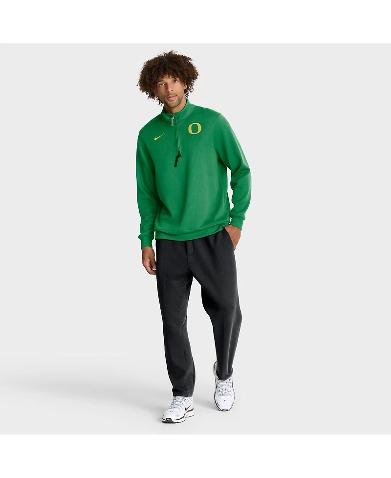 Nike Men's Green Oregon Ducks 2025 Coaches Premium Dri-fit Half-Zip Pullover Hoodie