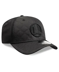 New Era Men's Black Golden State Warriors Quilted Nylon 9SEVENTY Trucker Adjustable Hat