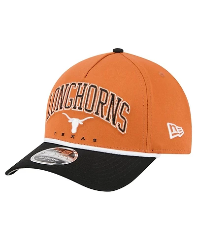 New Era Men's Texas Orange/Black Texas Longhorns Arch Two-Tone Rope 9FORTY A-Frame M-Crown Adjustable Hat