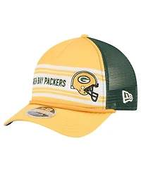 New Era Men's Gold Green Bay Packers Linear A-Frame 9FORTY Adjustable Hat