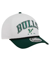 New Era Men's White/Green South Florida Bulls Arch Two-Tone Rope 9FORTY A-Frame M-Crown Adjustable Hat