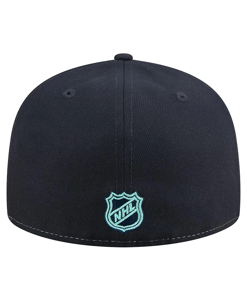New Era Men's White/Deep Sea Blue Seattle Kraken Repeat Two-Tone 59FIFTY Fitted Hat
