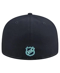 New Era Men's White/Deep Sea Blue Seattle Kraken Repeat Two-Tone 59FIFTY Fitted Hat