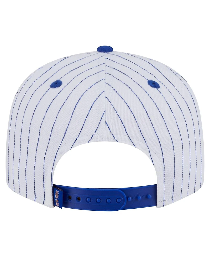 New Era Men's White/Blue New York Knicks Deceptor Pinstripe 9FIFTY Snapback Hat
