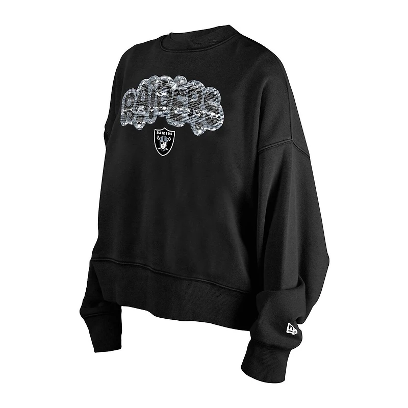 New Era Girl's Black Las Vegas Raiders Flip Sequin Sweatshirt