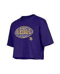 New Era Girl's Purple Minnesota Vikings Flip Sequin Boxy T-Shirt