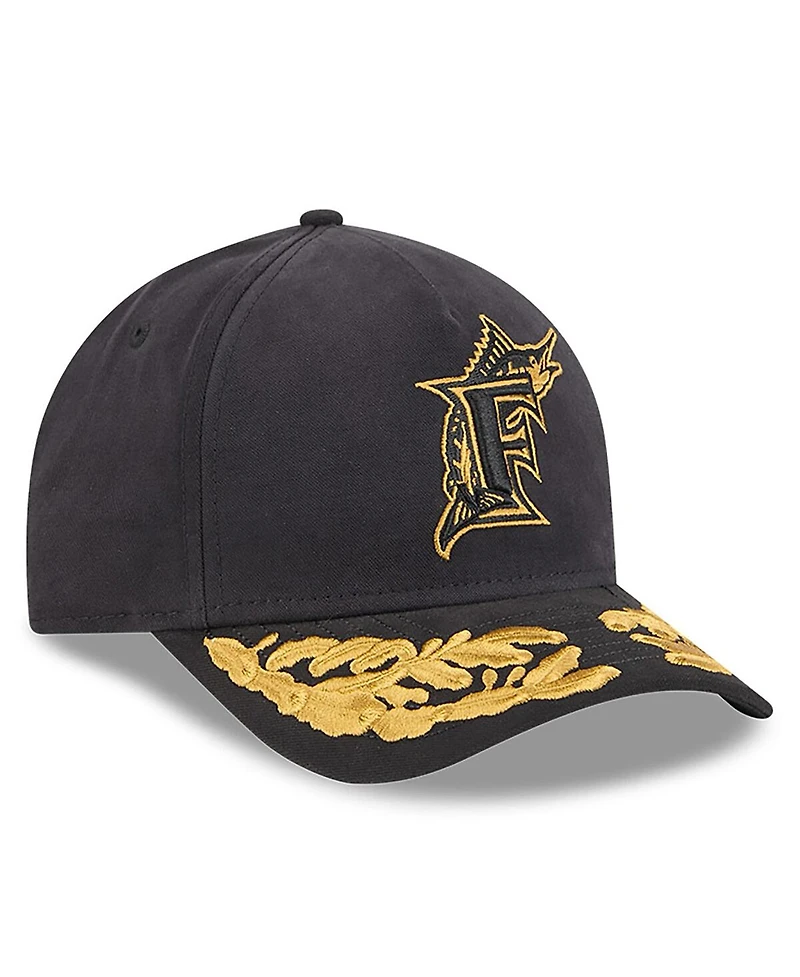 New Era Men's Black Florida Marlins A-Frame 9FORTY Adjustable Hat