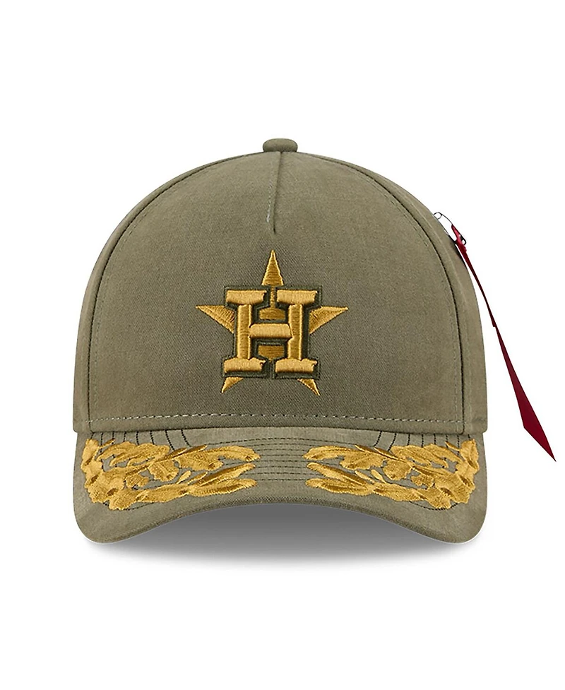 New Era Men's Olive Houston Astros A-Frame 9FORTY Adjustable Hat