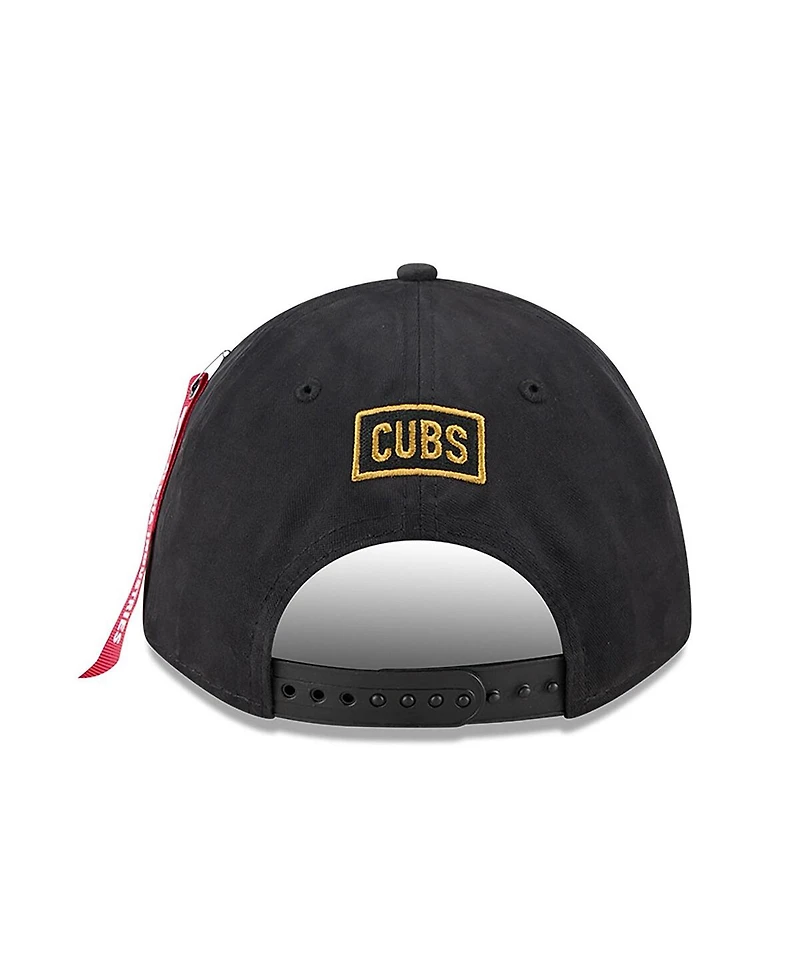 New Era Men's Black Chicago Cubs A-Frame 9FORTY Adjustable Hat