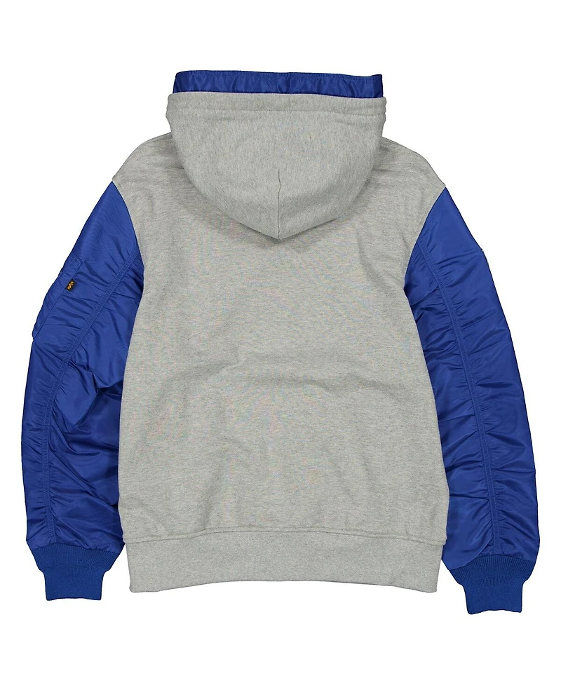New Era Men's Heather Gray/Royal Los Angeles Dodgers Full-Zip Hoodie Jacket