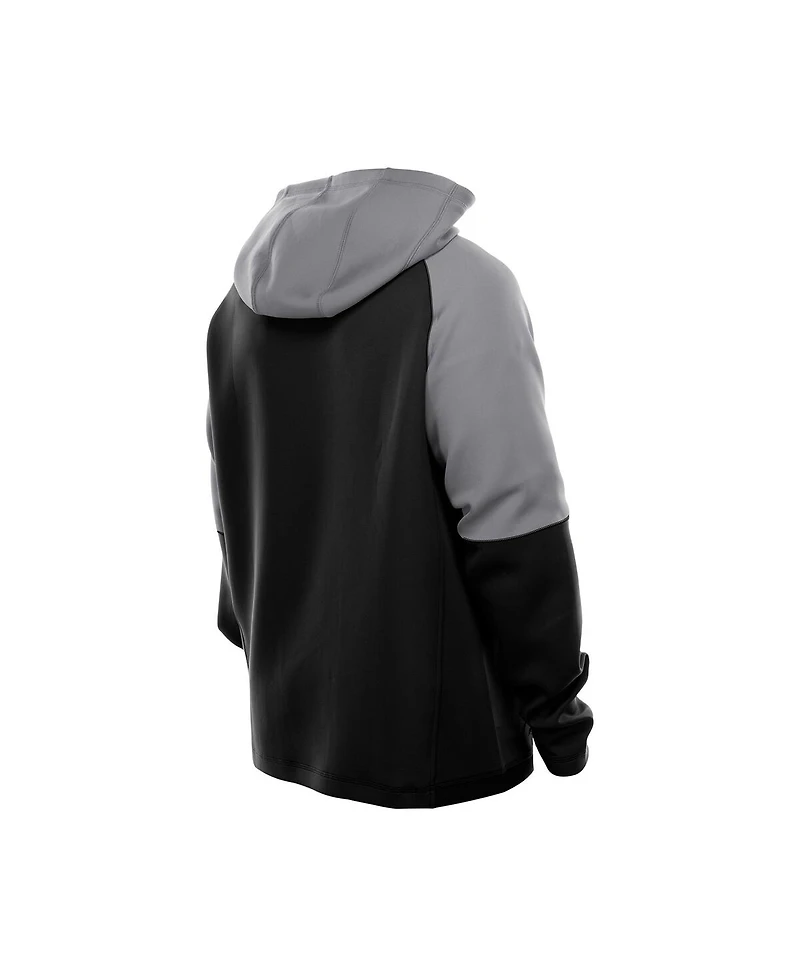 New Era Men's Black Las Vegas Raiders Combine Authentic Color Block Raglan Pullover Hoodie