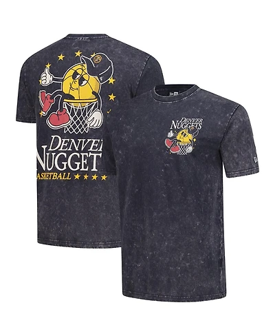 New Era Men's Heather Black Denver Nuggets Old School Sport Enzyme Wash Oversized T-Shirt