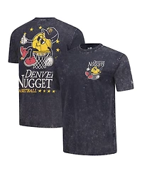 New Era Men's Heather Black Denver Nuggets Old School Sport Enzyme Wash Oversized T-Shirt
