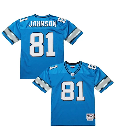 Mitchell & Ness Men's Calvin Johnson Blue Detroit Lions 2007 Authentic Throwback Retired Player Jersey