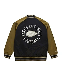 Mitchell & Ness Men's Olive/Black Kansas City Chiefs Vintage Logo Double Clutch Satin Raglan Full-Snap Jacket