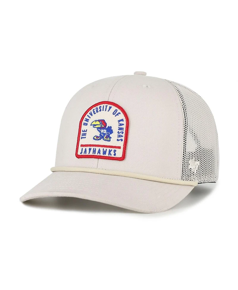 '47 Brand Men's and Women's Cream Kansas Jayhawks Core Inline Gravestone Adjustable Trucker Hat