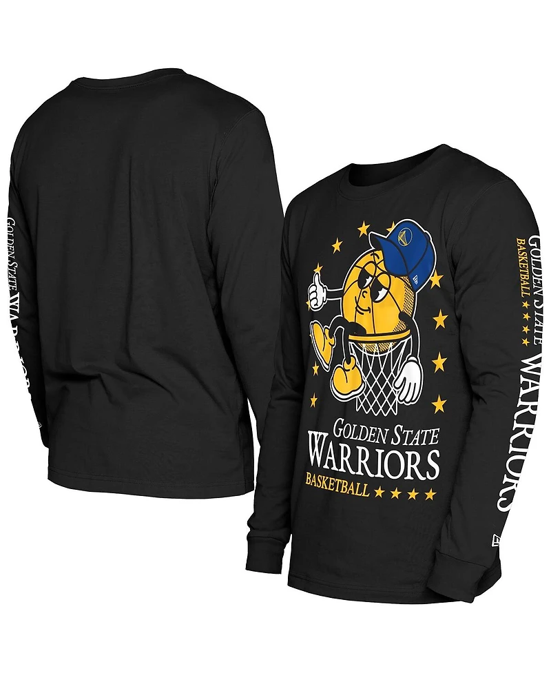 New Era Men's Black Golden State Warriors Old School Sport Long Sleeve T-Shirt