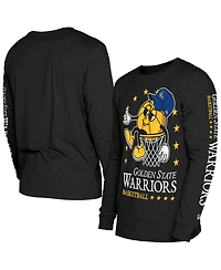 New Era Men's Black Golden State Warriors Old School Sport Long Sleeve T-Shirt