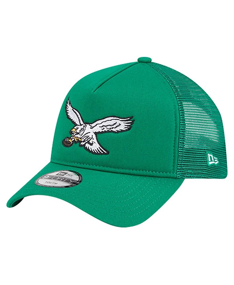 New Era Toddler Kelly Green Philadelphia Eagles Main 9FORTY A-Frame Trucker Adjustable Hat