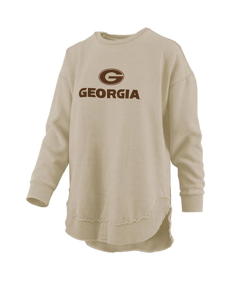 Pressbox Women's Tan Georgia Bulldogs Poncho Fleece Pullover Sweatshirt