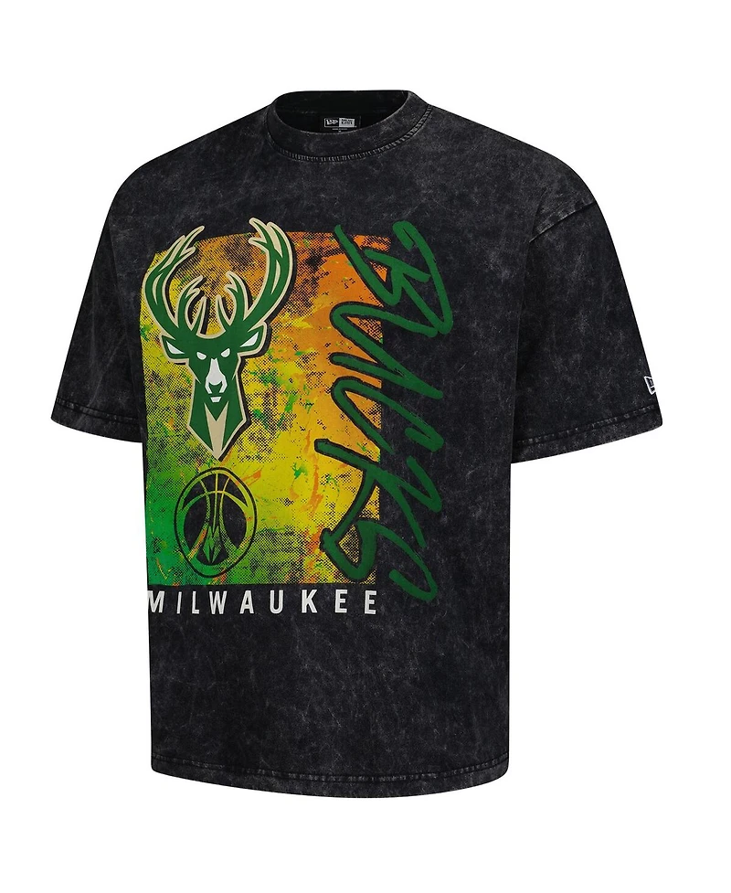New Era Men's Black Milwaukee Bucks Sport Classics Enzyme Washed T-Shirt