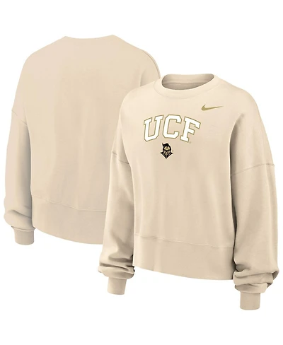 Nike Women's Natural Ucf Knights Phoenix Fleece Oversized Cropped Sweatshirt
