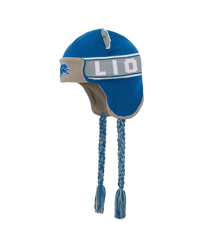 Outerstuff Big Boys and Girls Blue Detroit Lions Wordmark Ears Trooper Knit Hat